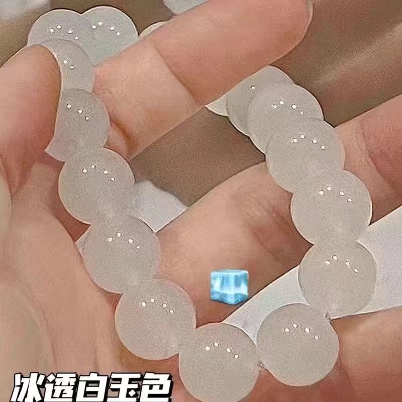 Pulsera de vidrio rosa degradado de jade blanco de hielo al por mayor